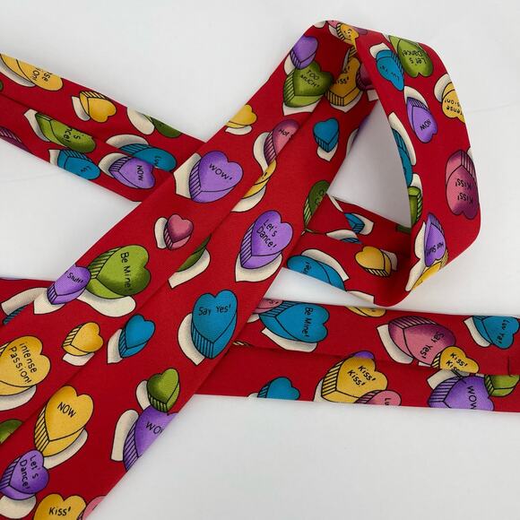 Sweetarts Valentine's Candy Heart Tie Red Blue Purple Love - Picture 14 of 16